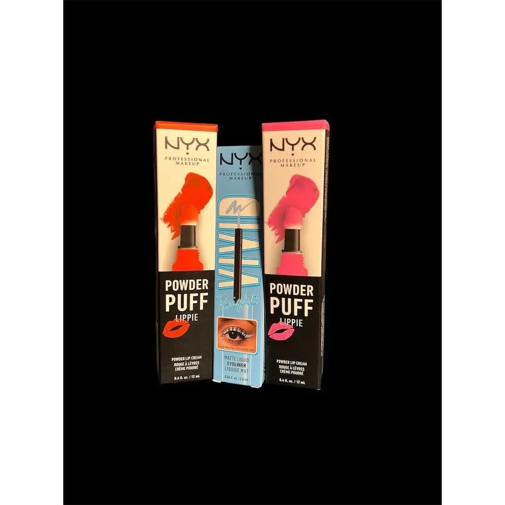 NYX Makeup Bundle: Powder Puff Lippie & Vivid Brights Eyeliner